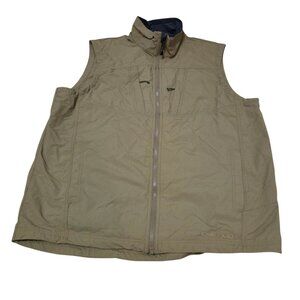 Exofficio Travel Vest Men’s XL Brown Green Full Zip Hiking Fishing Pockets